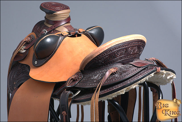 HILASON Western Horse Wade Saddle American Leather Ranch Roping Dark Brown | Hand Tooled & For Horses