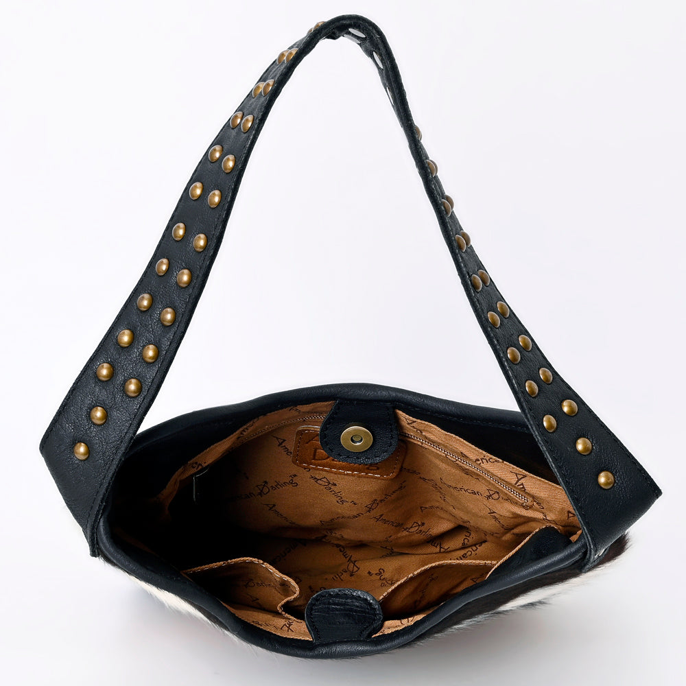 American Darling Hand-Tooled Hair-On Genuine Leather Hobo Bag