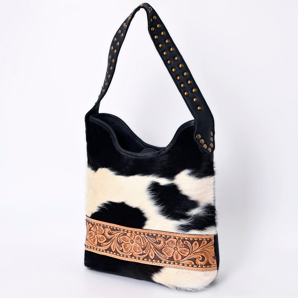 American Darling Hand-Tooled Hair-On Genuine Leather Hobo Bag