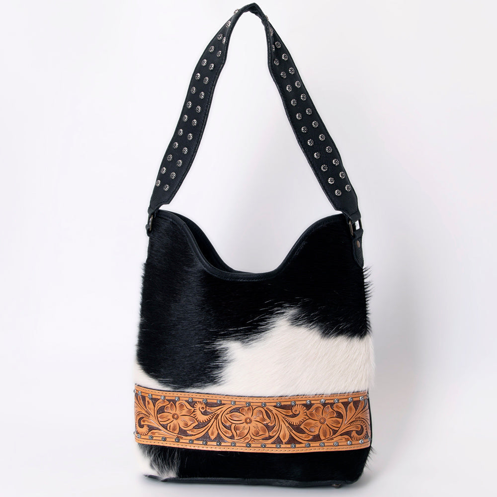 American Darling Hand-Tooled Hair-On Genuine Leather Hobo Bag