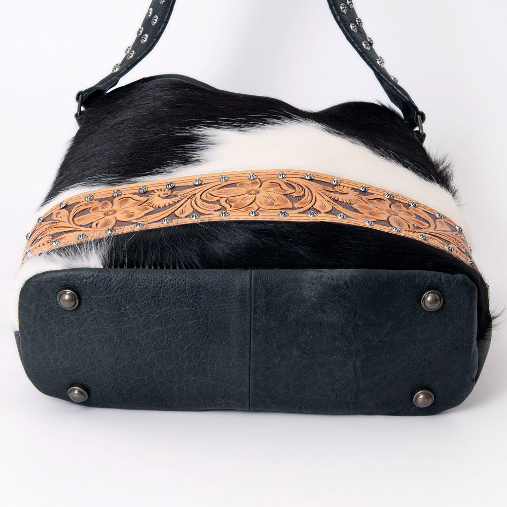 American Darling Hand-Tooled Hair-On Genuine Leather Hobo Bag