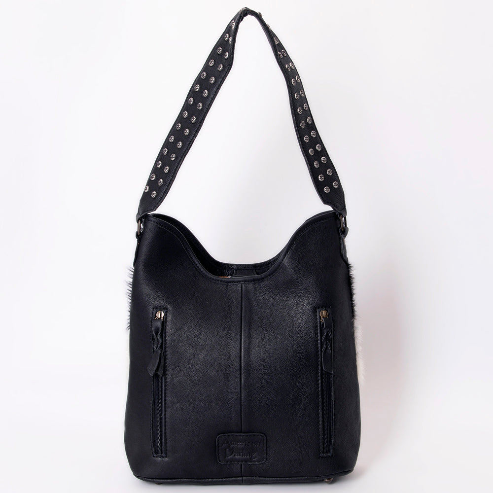 American Darling Hand-Tooled Hair-On Genuine Leather Hobo Bag