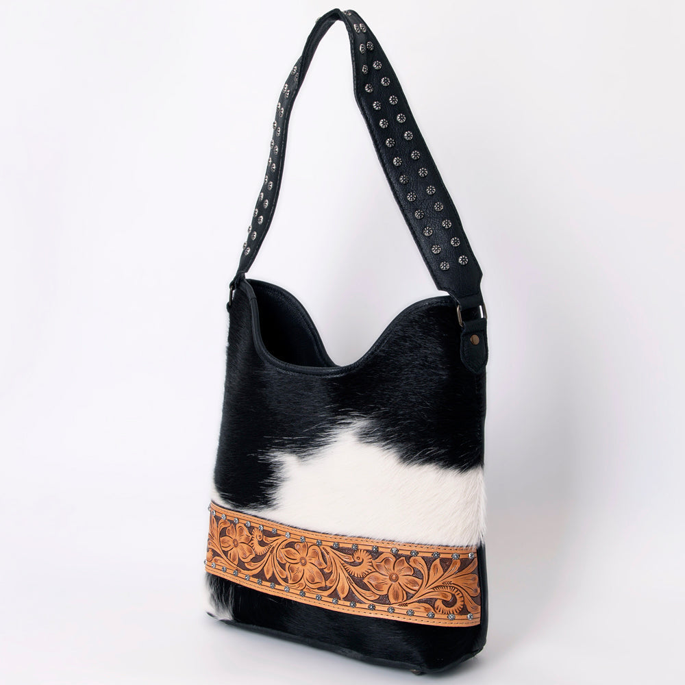 American Darling Hand-Tooled Hair-On Genuine Leather Hobo Bag