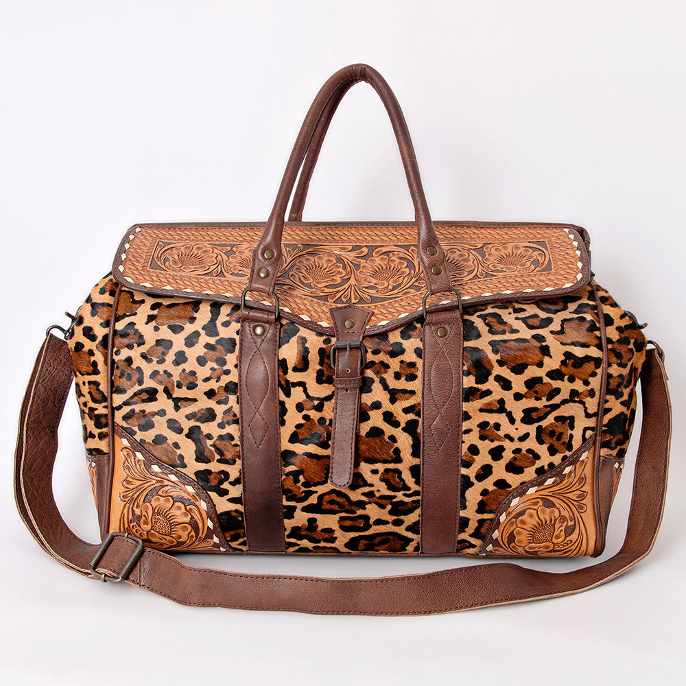 American Darling Hand-Tooled Saddle Blanket Genuine Leather Duffel Bag