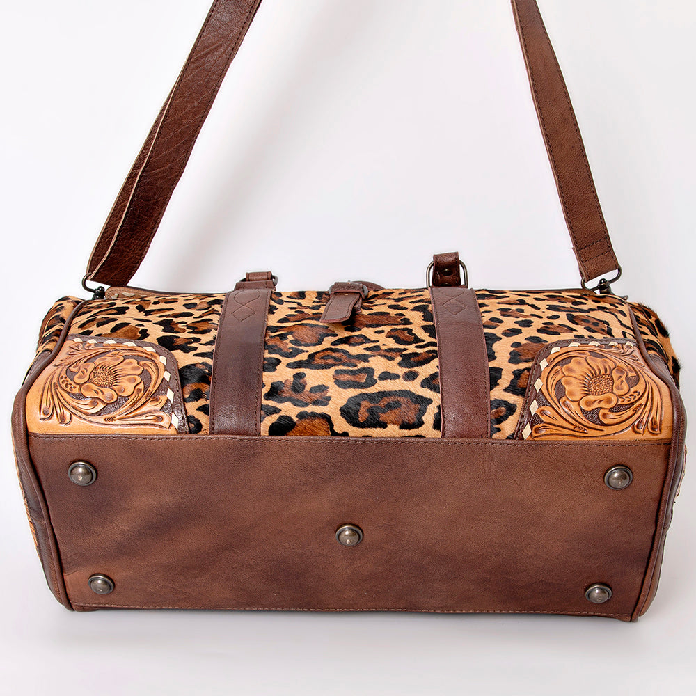 American Darling Hand-Tooled Saddle Blanket Genuine Leather Duffel Bag