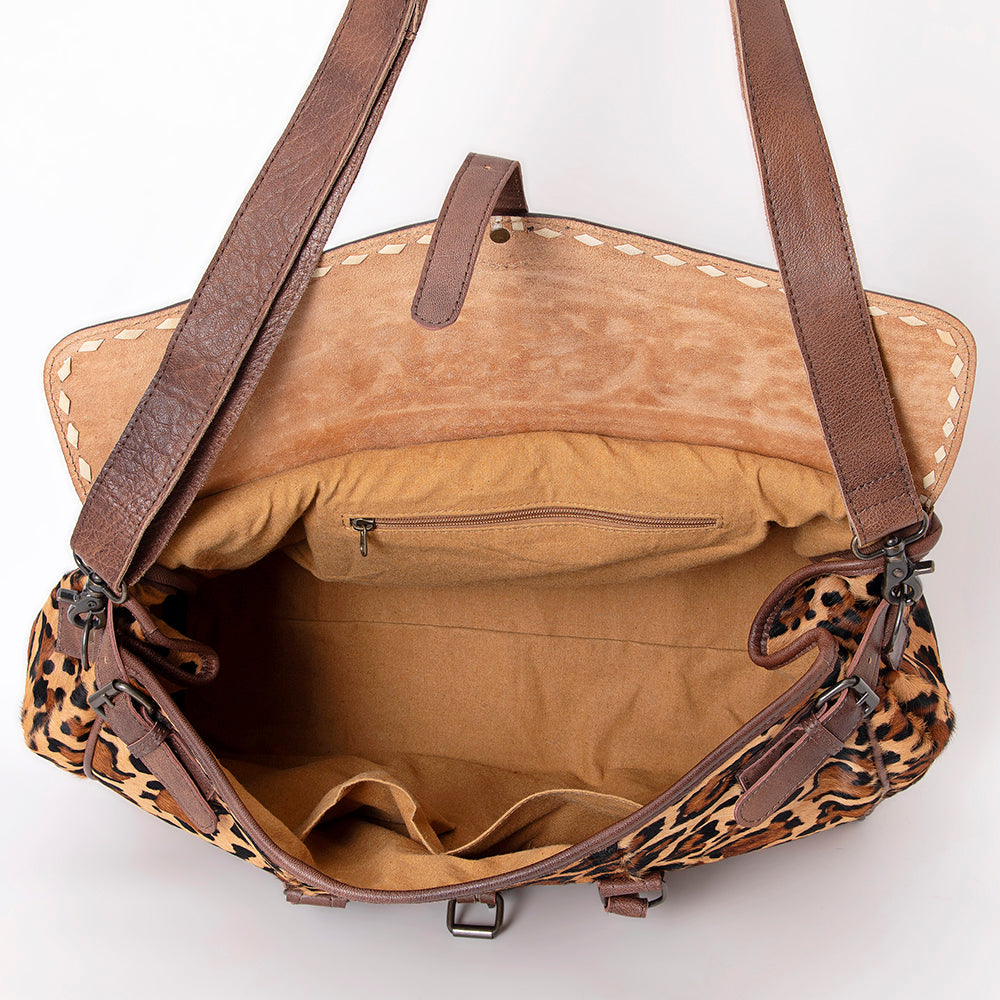 American Darling Hand-Tooled Saddle Blanket Genuine Leather Duffel Bag