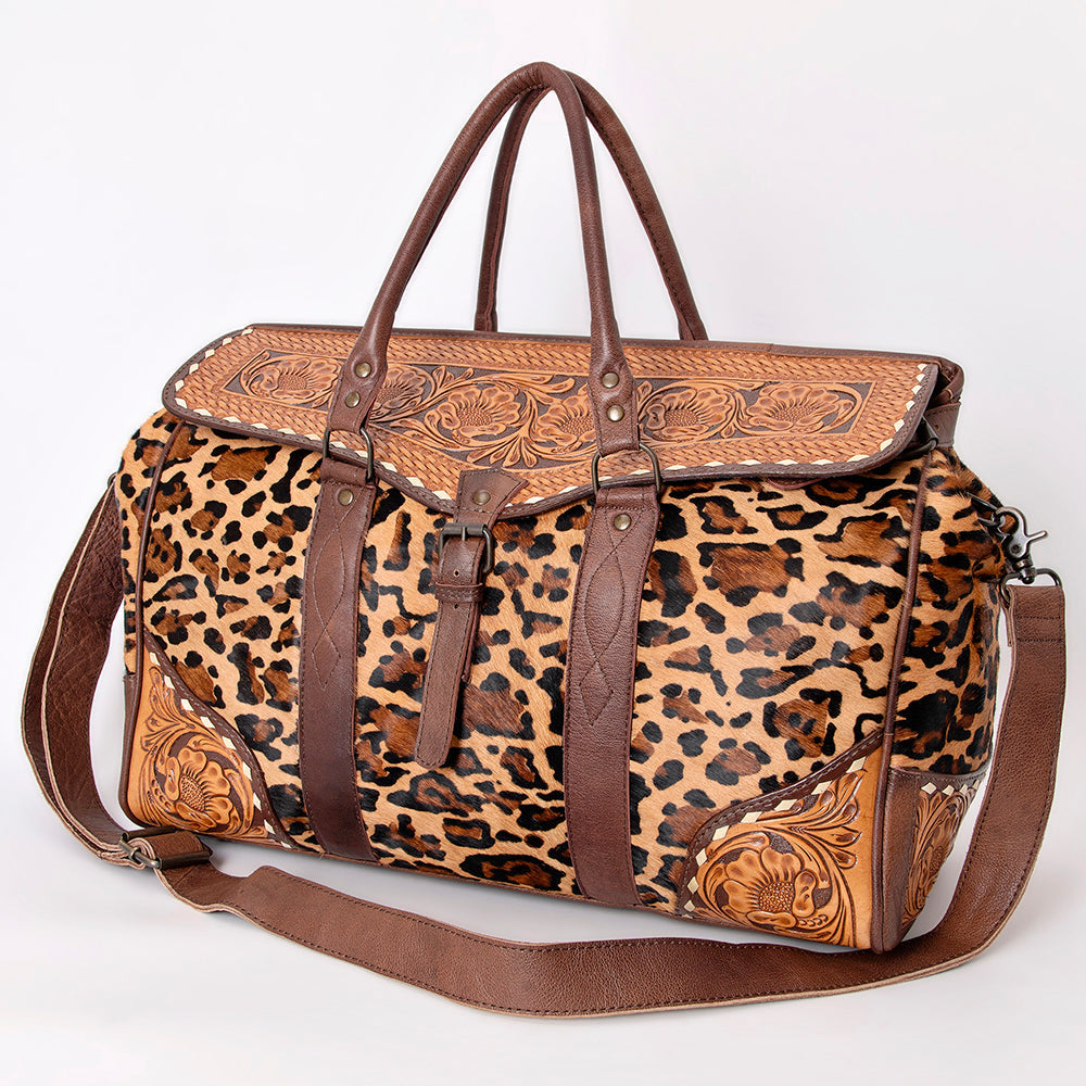 American Darling Hand-Tooled Saddle Blanket Genuine Leather Duffel Bag