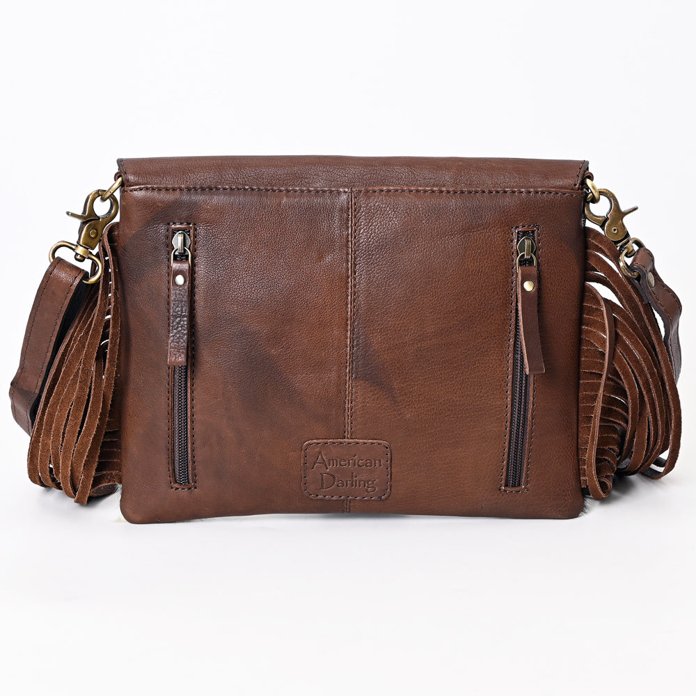 American Darling Hand-Tooled Hair-On Genuine Leather Bag