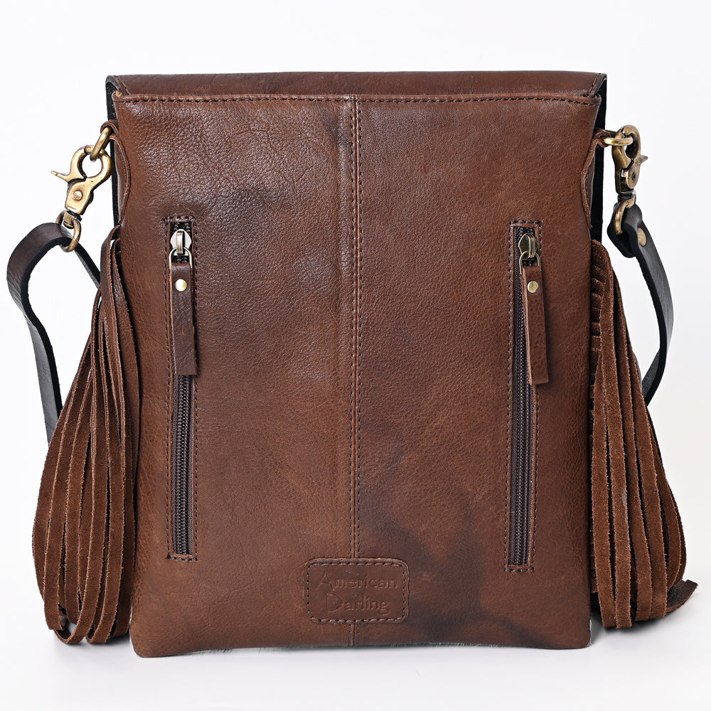American Darling Hand-Tooled Hair-On Genuine Leather Bag