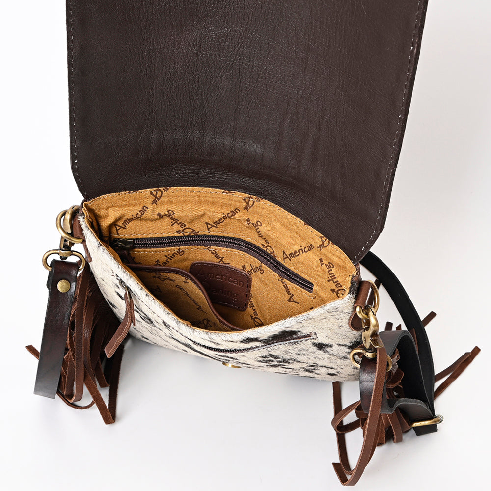 American Darling Hand-Tooled Hair-On Genuine Leather Bag