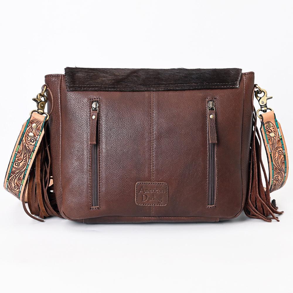 American Darling Hand-Tooled Hair-On Genuine Leather Bag