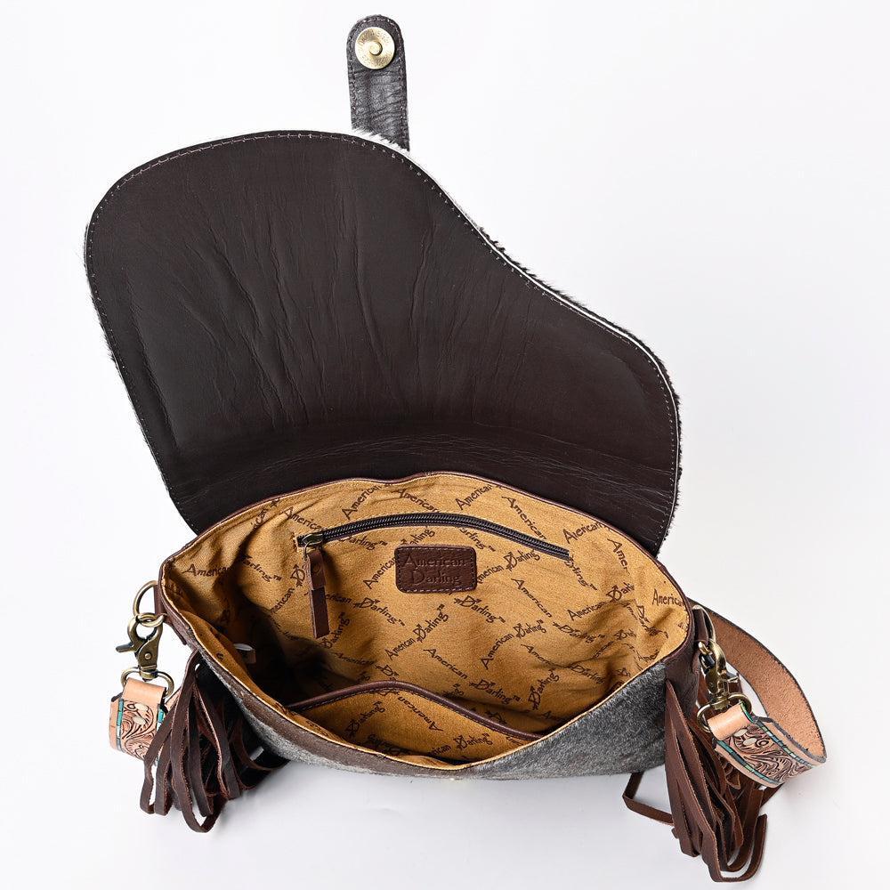 American Darling Hand-Tooled Hair-On Genuine Leather Bag