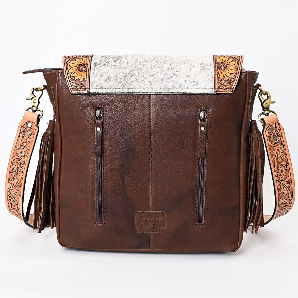 American Darling Hand-Tooled Hair-On Genuine Leather Bag