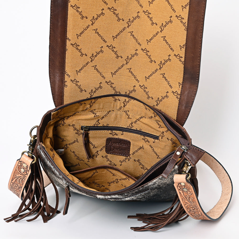 American Darling Hand-Tooled Hair-On Genuine Leather Bag
