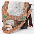 American Darling Hand-Tooled Hair-On Genuine Leather Bag