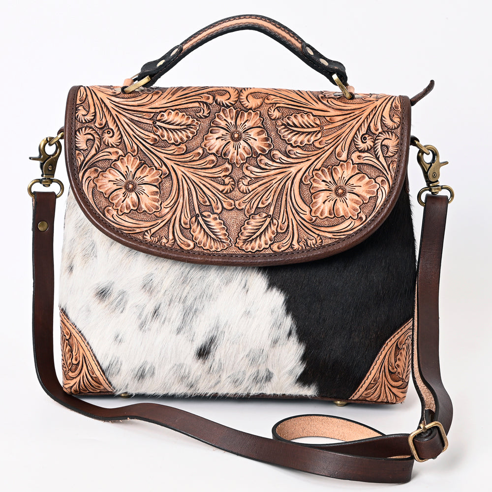 American Darling Hand-Tooled Hair-On Genuine Leather Bag