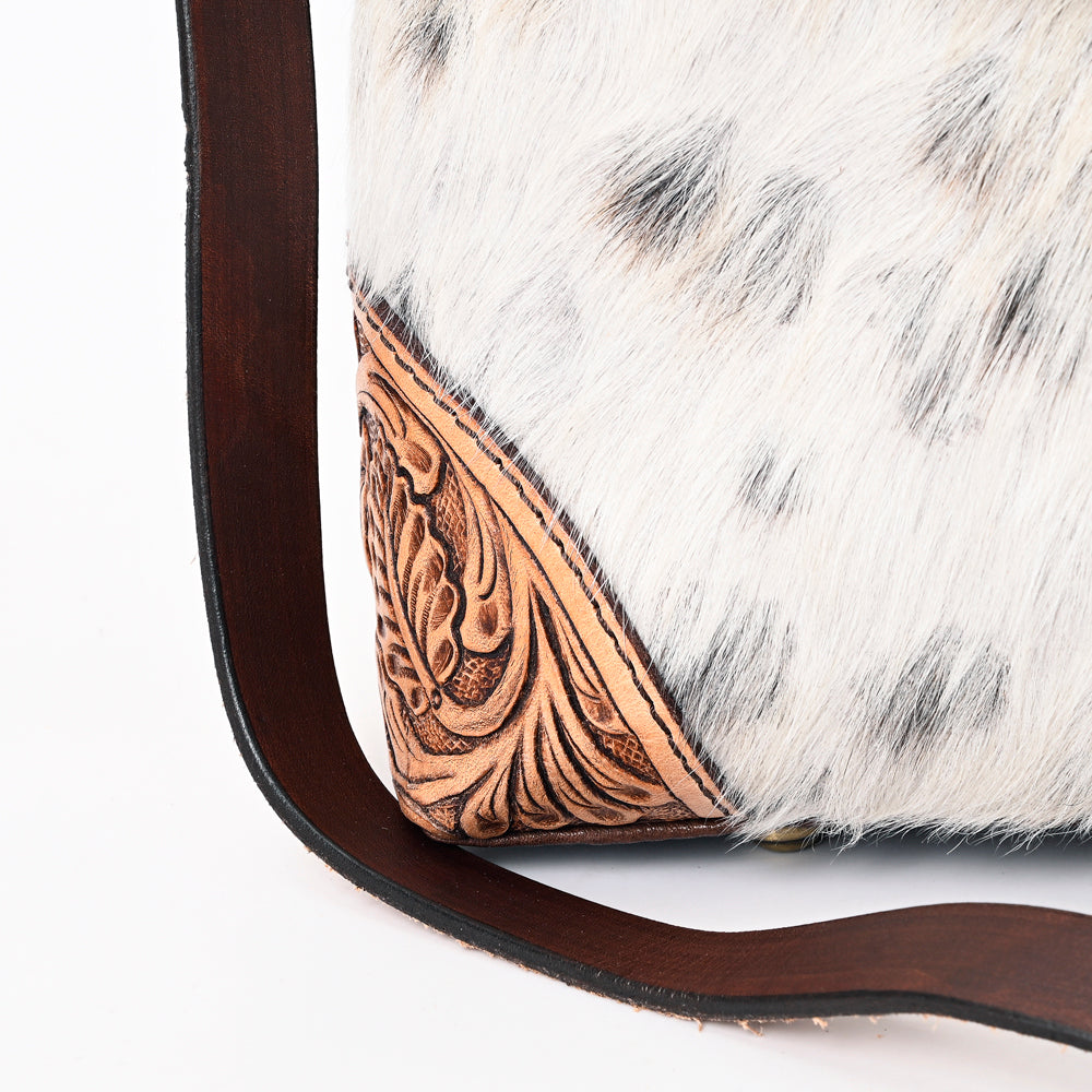 American Darling Hand-Tooled Hair-On Genuine Leather Bag