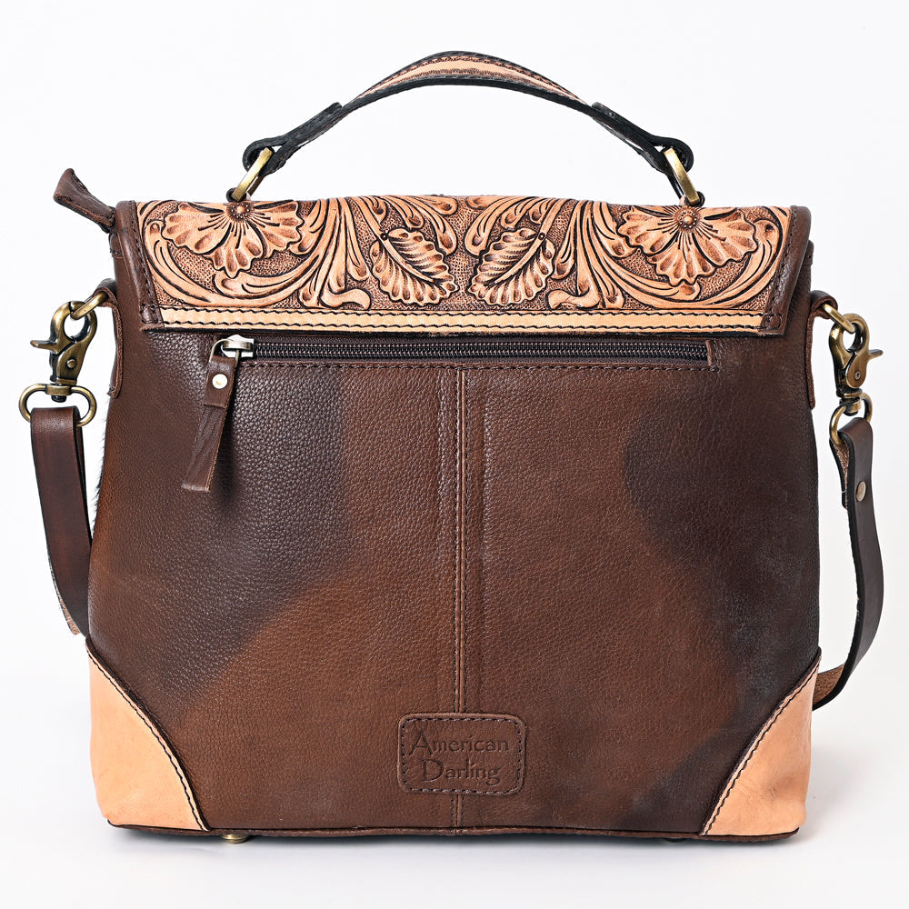 American Darling Hand-Tooled Hair-On Genuine Leather Bag