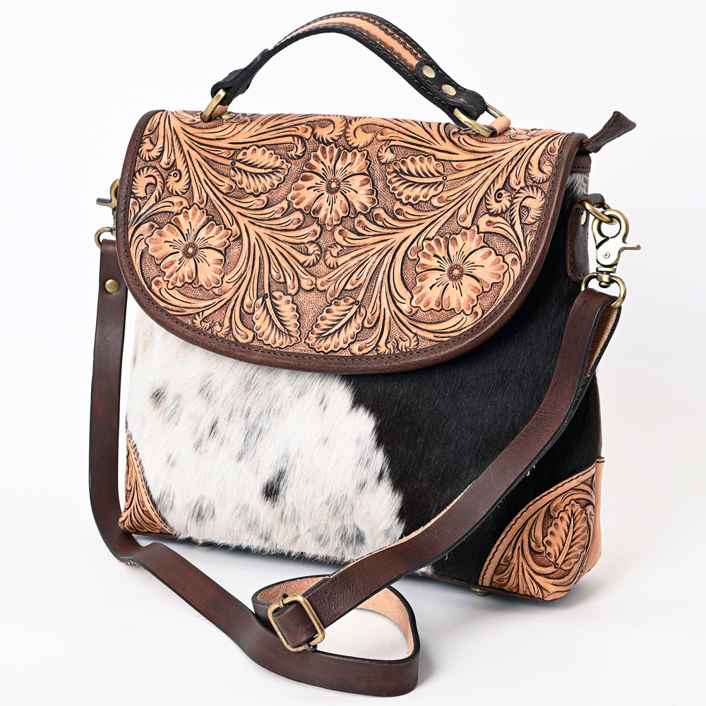 American Darling Hand-Tooled Hair-On Genuine Leather Bag