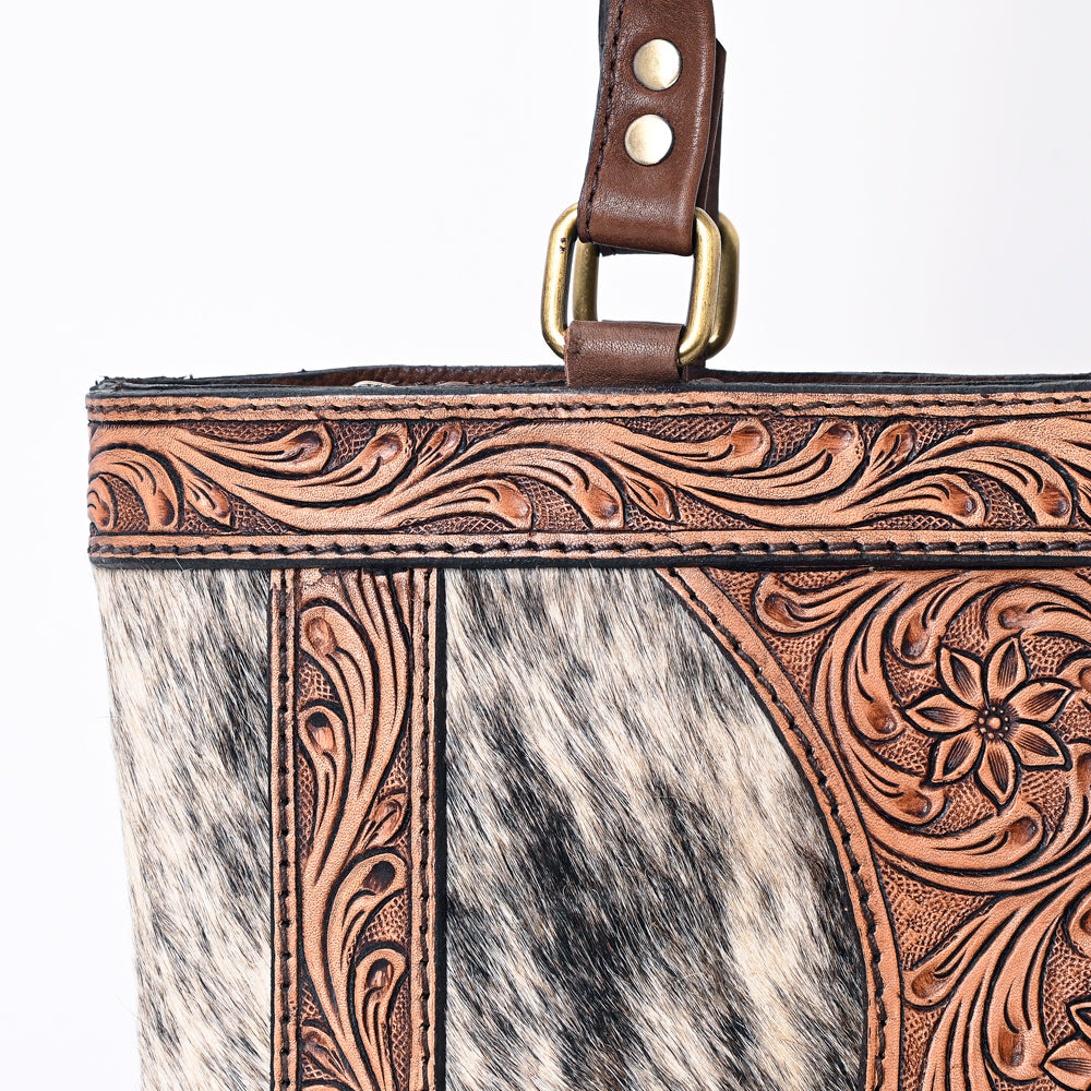 American Darling Hand-Tooled Hair-On Genuine Leather Bag