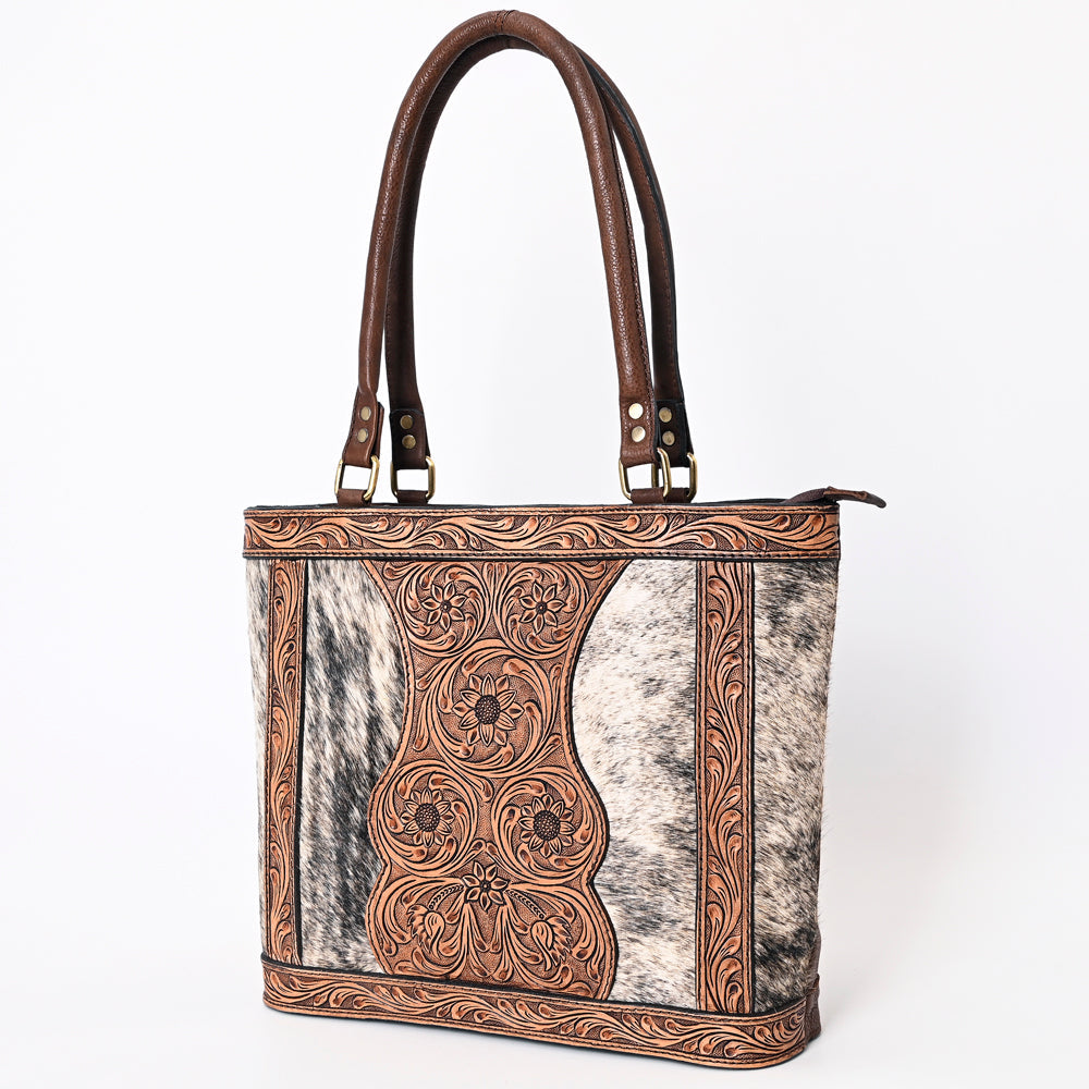 American Darling Hand-Tooled Hair-On Genuine Leather Bag