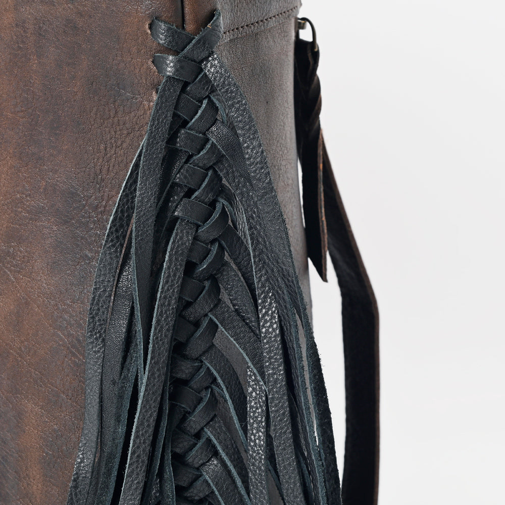 American Darling Backpack Western Genuine Leather Handcrafted Rucksack with Braided Detail and Drawstring Closure