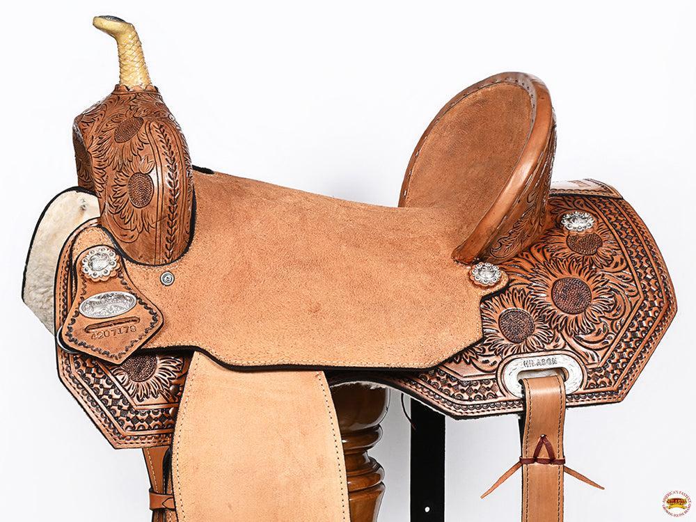 Flex Tree Western Horse Saddle In American Leather Barrel Trail Hilason