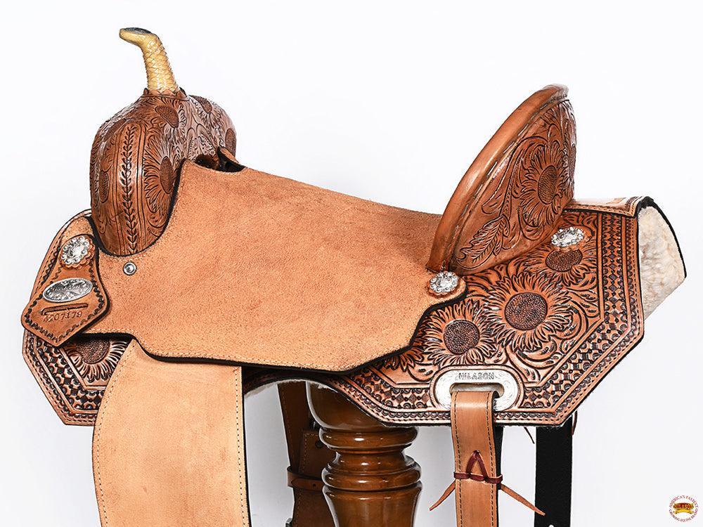 Flex Tree Western Horse Saddle In American Leather Barrel Trail Hilason