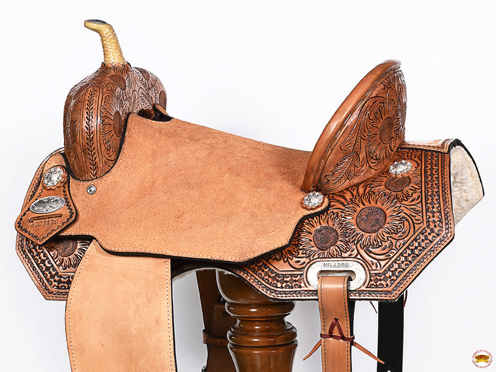 HILASON Flex Tree Western Horse Saddle in American Leather Barrel Trail | for Horses