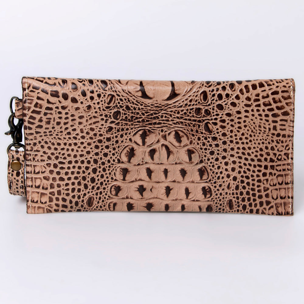 American Darling Western Leather Wallet, Crocodile Embossed Full Grain Genuine Leather, Eco-Friendly Handcrafted Pouch