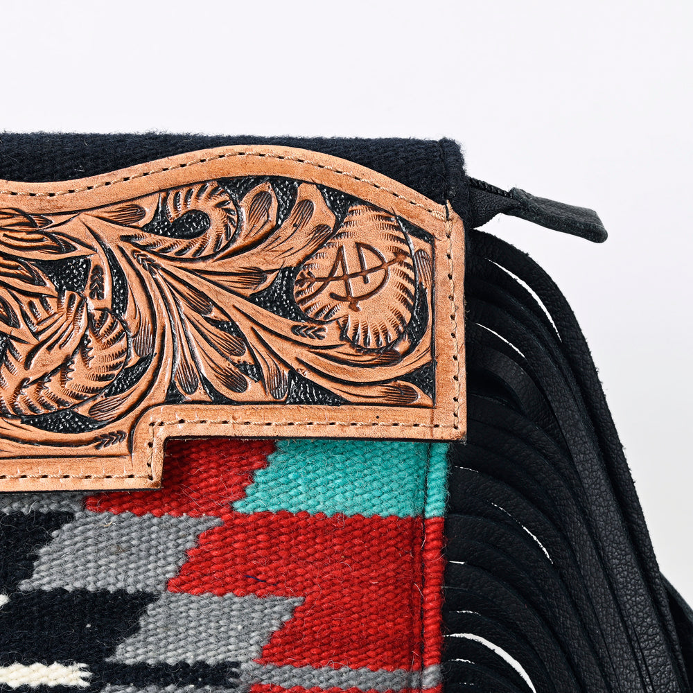 American Darling Western Crossbody Bag with Fringe | Hand Woven Saddle Blanket & Genuine Leather Purse | Small Shoulder Bag for Women