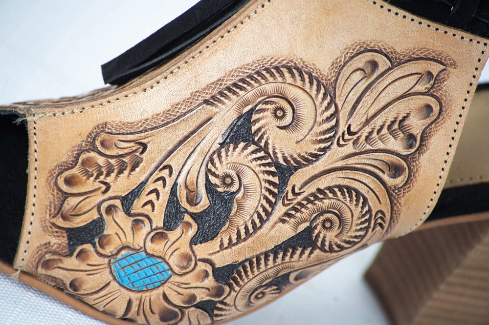 American Darling Adft101 Hand Tooled, Carved Genuine Leather Sandal Footwear Flip Flop | Tooled
