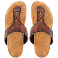 American Darling ADFT105 Hand tooled carved genuine leather sandal footwear flip flop