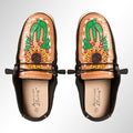 American Darling ADFT133BK7 Hand tooled carved genuine leather trim lightweight shoe footwear slip on