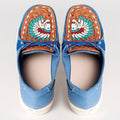 American Darling ADFT133BL1 Hand tooled carved genuine leather trim lightweight shoe footwear slip on