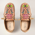 American Darling ADFT133BR2 Hand tooled carved genuine leather trim lightweight shoe footwear slip on