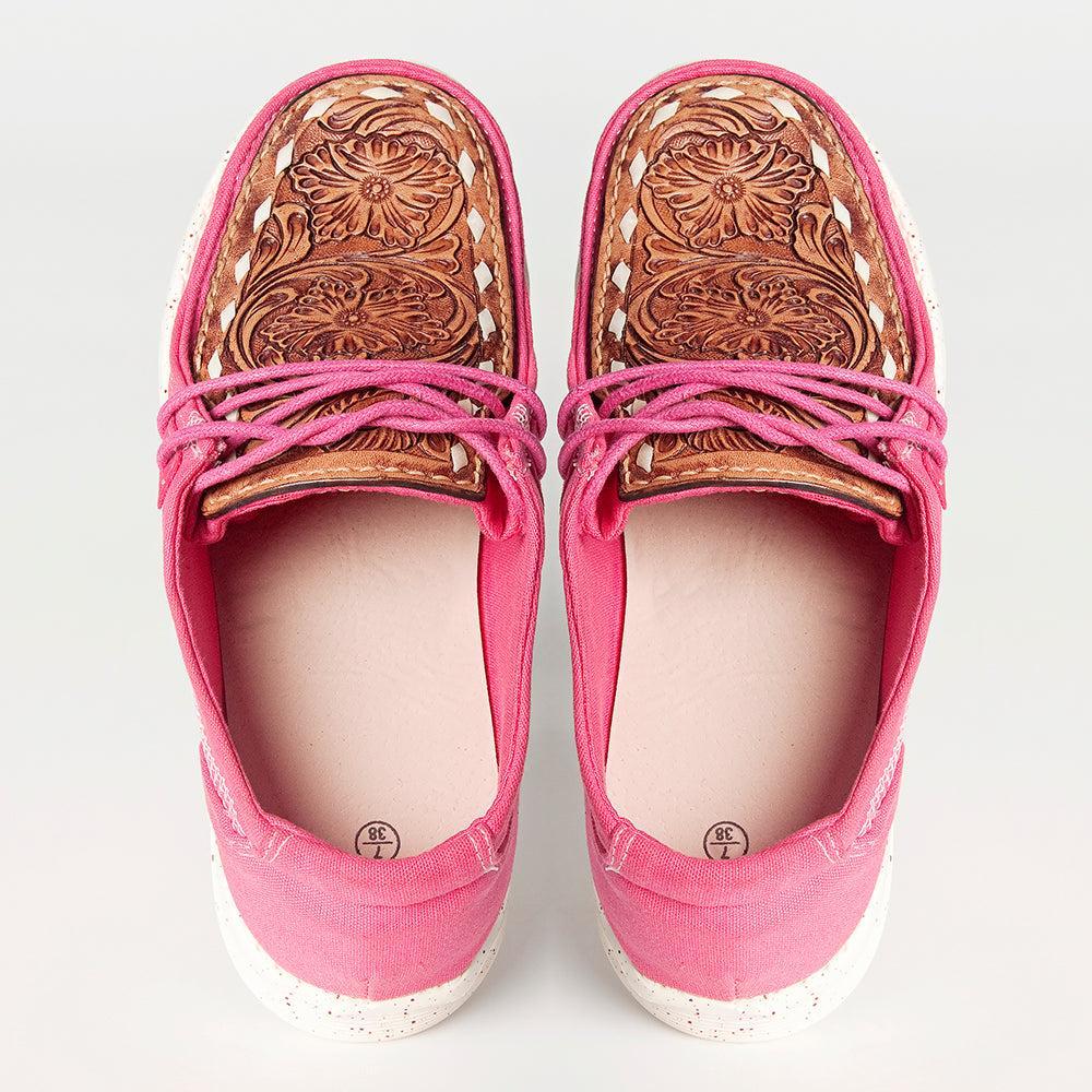 American Darling ADFT133FU4 Hand tooled carved genuine leather trim lightweight shoe footwear slip on