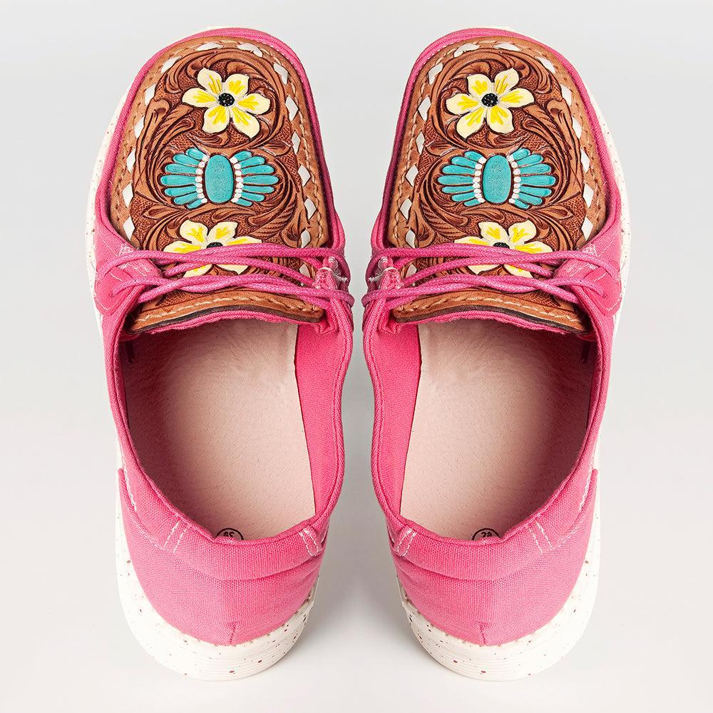 American Darling ADFT133FU5 Hand tooled carved genuine leather trim lightweight shoe footwear slip on
