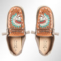 American Darling ADFT133GR1 Hand tooled carved genuine leather trim lightweight shoe footwear slip on