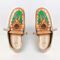 American Darling ADFT133GR7 Hand tooled carved genuine leather trim lightweight shoe footwear slip on