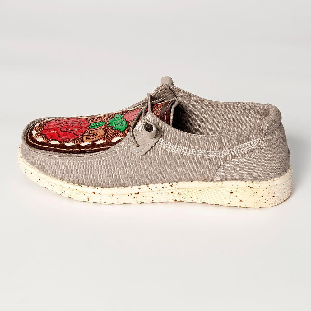 American Darling ADFT133GR12 Hand tooled carved genuine leather trim lightweight shoe footwear slip on