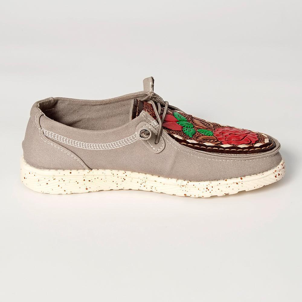American Darling ADFT133GR12 Hand tooled carved genuine leather trim lightweight shoe footwear slip on