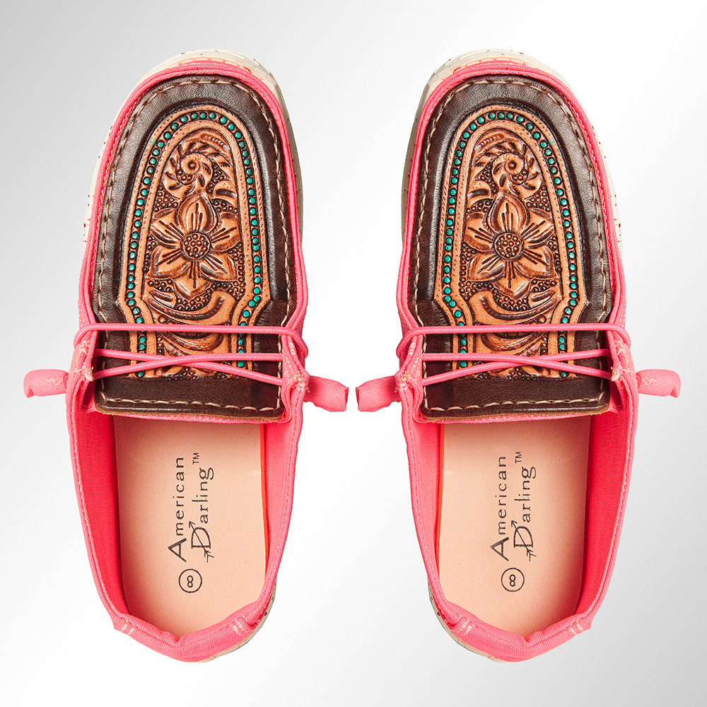 American Darling ADFT133NEPK9 Hand tooled carved genuine leather trim lightweight shoe footwear slip on