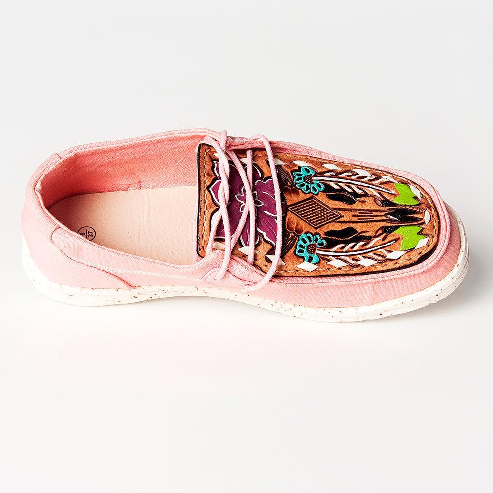 American Darling ADFT133PK2 Hand tooled carved genuine leather trim lightweight shoe footwear slip on