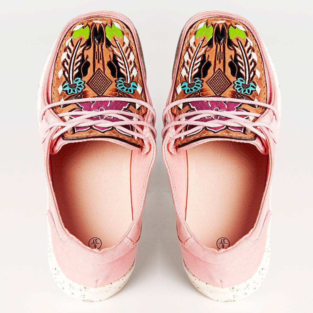 American Darling ADFT133PK2 Hand tooled carved genuine leather trim lightweight shoe footwear slip on
