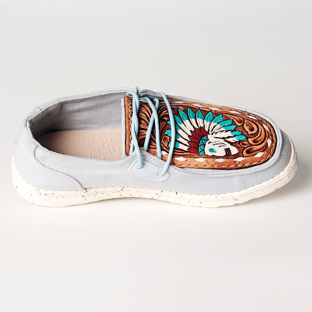 American Darling ADFT133SB1 Hand tooled carved genuine leather trim lightweight shoe footwear slip on