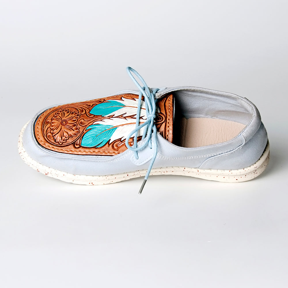 American Darling ADFT133SB3 Hand tooled carved genuine leather trim lightweight shoe footwear slip on