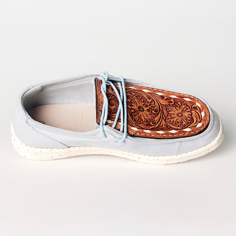 American Darling ADFT133SB4 Hand tooled carved genuine leather trim lightweight shoe footwear slip on