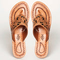 American Darling ADFTE104A Hand tooled carved genuine leather sandal footwear flip flop