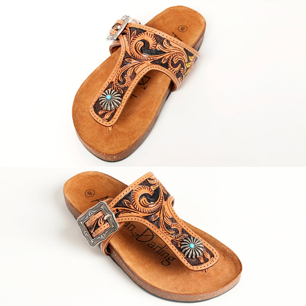 American Darling Hand-Tooled Leather Sandals